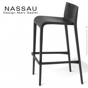 Tabouret pour hôtel, restaurant, bar, snack ou jardin NASSAU structure plastique couleur noir