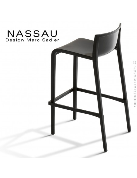 Tabouret pour hôtel, restaurant, bar, snack ou jardin NASSAU structure plastique couleur noir