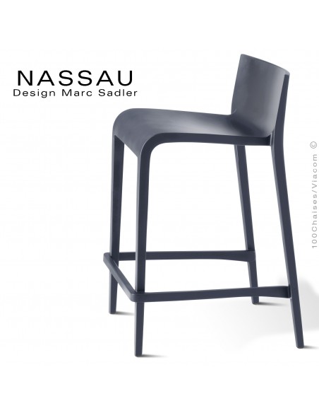 Tabouret pour cuisine ou îlot central NASSAU structure plastique couleur anthracite