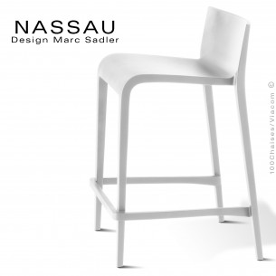 Tabouret pour cuisine ou îlot central NASSAU structure plastique couleur blanc