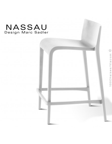 Tabouret pour cuisine ou îlot central NASSAU structure plastique couleur blanc