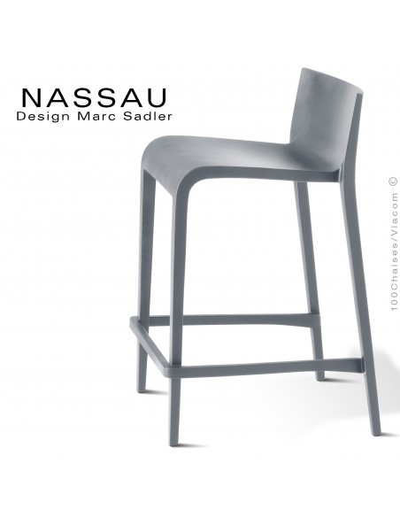 Tabouret pour cuisine ou îlot central NASSAU structure plastique couleur gris clair ou souris