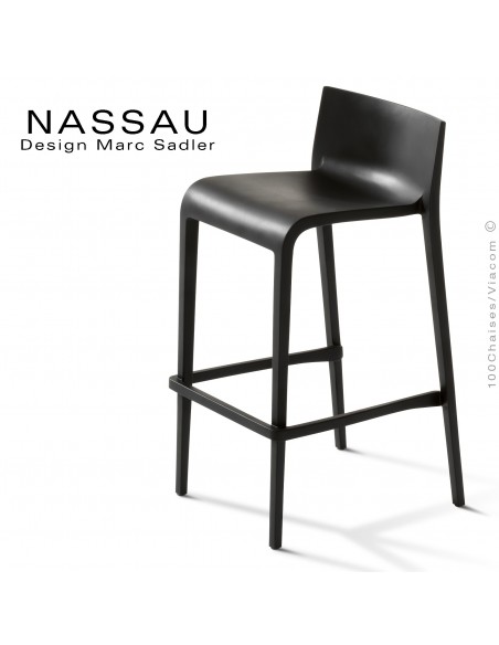 Tabouret pour cuisine ou îlot central NASSAU structure plastique couleur noir