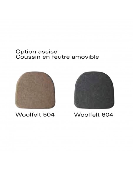 Chaise design IBIS option coussin feutre amovible couleurs anthracite ou sable.