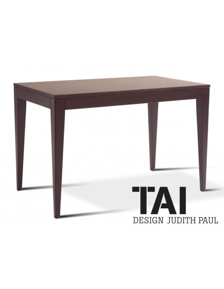 TAI - Table d'appoint rectangulaire, finition bois acajou.