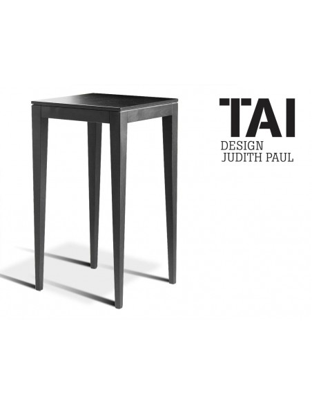 TAI - Table haute d'appoint carré, finition bois wengé.