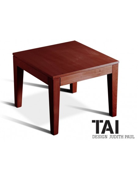 TAI - Table base de salon, finition bois acajou.