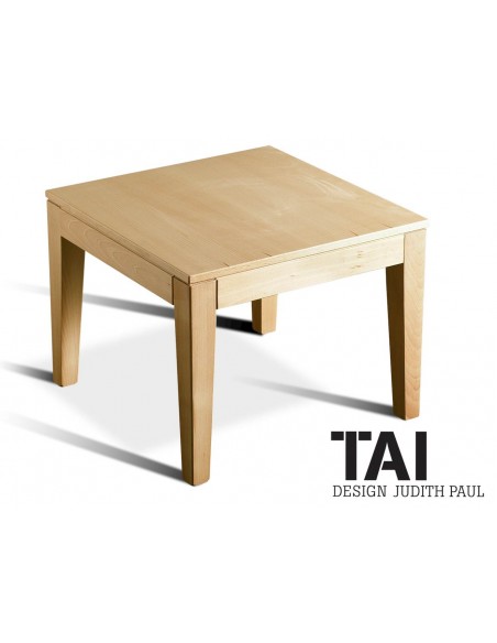 TAI - Table base de salon, finition bois hêtre naturel.