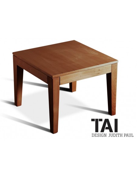 TAI - Table base de salon, finition bois noix.