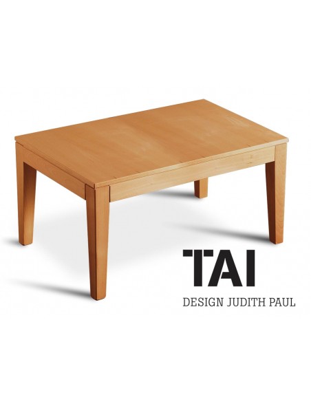 TAI - Table basse rectangulaire, finition bois cerise.