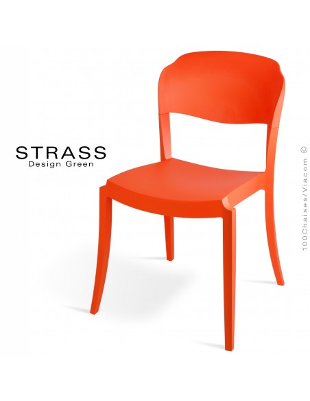 Chaise plastique STRASS, idéale pour les terrasses et jardins - Lot de 4 pièces, couleur rouge.