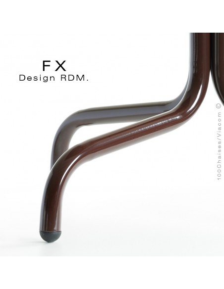 Table FX pour terrasse, CHR, piétement acier peint, plateau type Compact