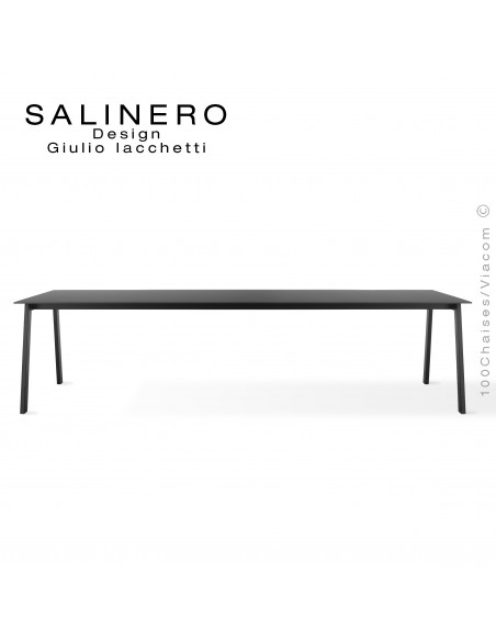 Table SALINERO, pour bureau, boutique, piétement acier noir, plateau stratifié compact Fenix anti-empreinte