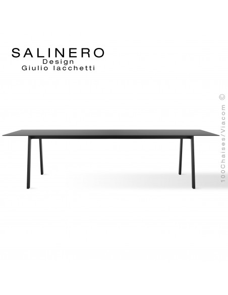 Table SALINERO, pour bureau, boutique, piétement acier noir, plateau stratifié compact noir