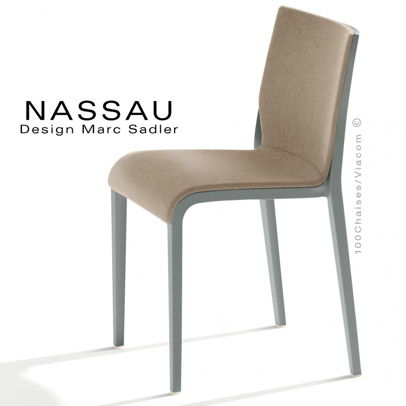 Chaise NASSAU, pour hôtel, restaurant, café, snack, structure plastique gris, assise tissu corde FL822.
