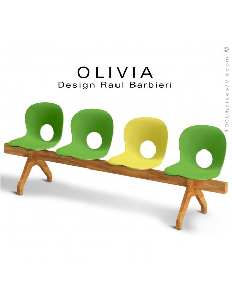 Banc design OLIVIA, exemple mélange des couleurs d'assises sur demande.