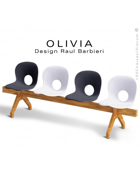 Banc design OLIVIA, exemple mélange des couleurs d'assises sur demande.