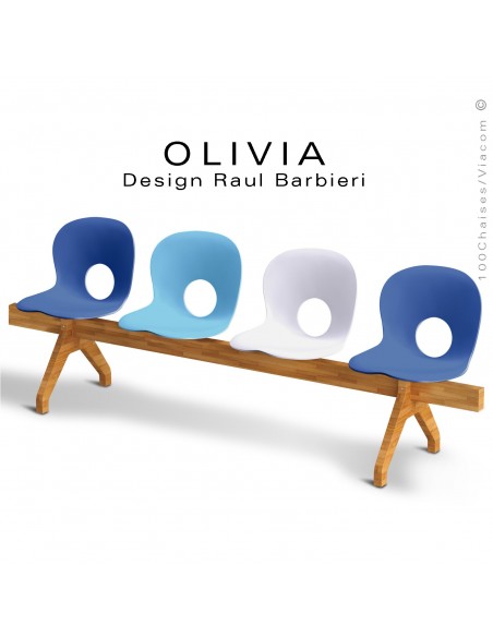 Banc design OLIVIA, exemple mélange des couleurs d'assises sur demande.