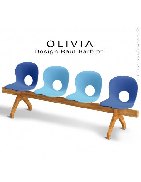Banc design OLIVIA, exemple mélange des couleurs d'assises sur demande.