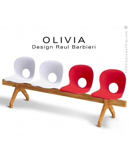 Banc design OLIVIA, exemple mélange des couleurs d'assises sur demande.