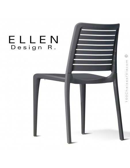 Chaise design ELLEN, structure et piétement plastique couleur anthracite, pour extérieur.