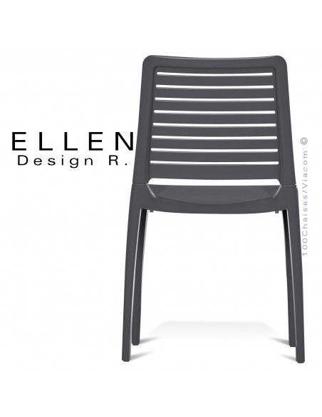 Chaise design ELLEN, structure et piétement plastique couleur anthracite, pour extérieur.