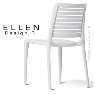 Chaise design ELLEN, structure et piétement plastique couleur blanche, pour extérieur.