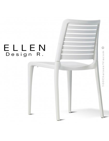Chaise design ELLEN, structure et piétement plastique couleur blanche, pour extérieur.