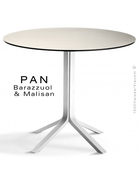 Table PAN, en bois de frêne peint blanc, plateau FENIX male (blanc)