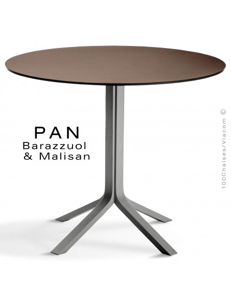 Table PAN, en bois de frêne peint gris, plateau FENIX londra (gris)