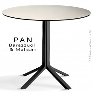 Table PAN, en bois de frêne peint noir, plateau FENIX male (blanc)