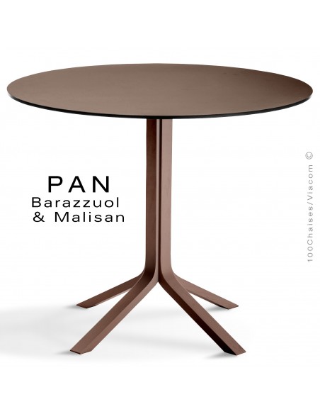 Table PAN, en bois de frêne teinté noyer, plateau FENIX londra (gris)