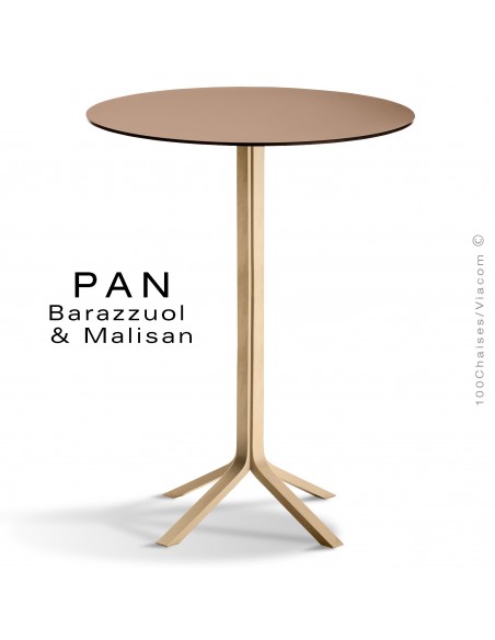Table mange debout PAN, bois de frêne teinté naturel, plateau FENIX ottawa (marron clair)