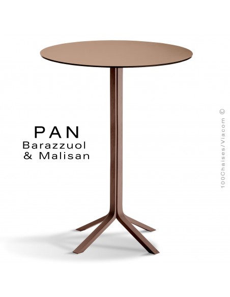  Table mange debout PAN, bois de frêne teinté noyer, plateau FENIX ottawa (marron clair)