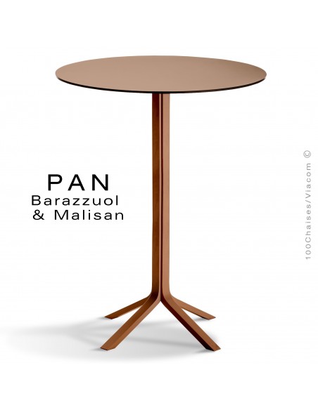 Table mange debout PAN, bois de frêne teinté teck, plateau FENIX ottawa (marron clair)
