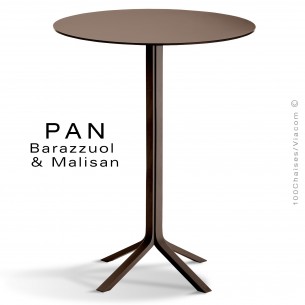 Table mange debout PAN, bois de frêne teinté wengé, plateau FENIX londra (gris)