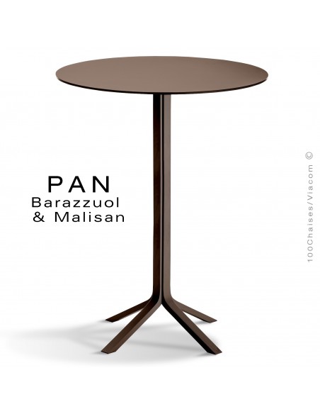 Table mange debout PAN, bois de frêne teinté wengé, plateau FENIX londra (gris)