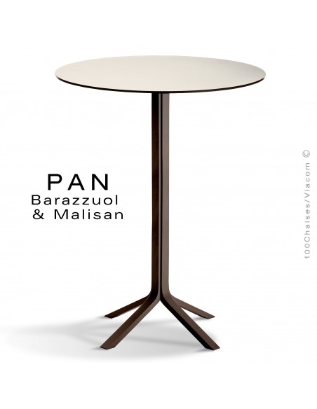  Table mange debout PAN, bois de frêne teinté wengé, plateau FENIX male (blanc)