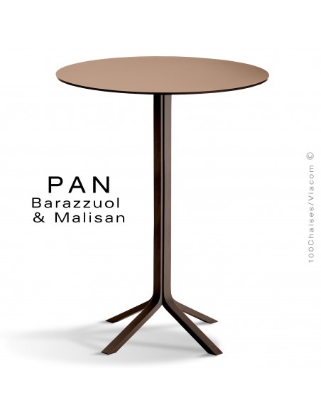  Table mange debout PAN, bois de frêne teinté wengé, plateau FENIX ottawa (marron clair)