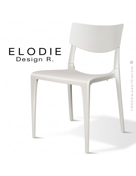 Chaise design ELODIE, structure et piétement plastique couleur blanche, pour extérieur.