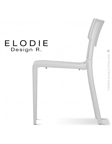 Chaise design ELODIE, structure et piétement plastique couleur blanche, pour extérieur.