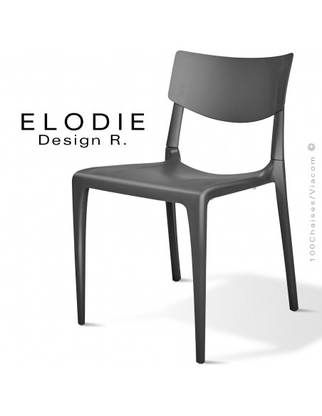 Chaise design ELODIE, structure et piétement plastique couleur anthracite, pour extérieur.