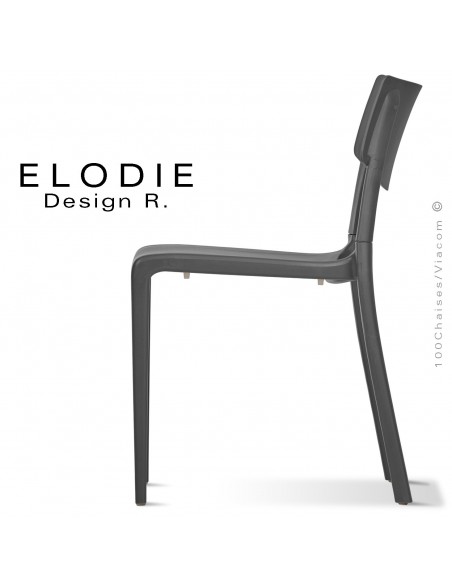 Chaise design ELODIE, structure et piétement plastique couleur anthracite, pour extérieur.