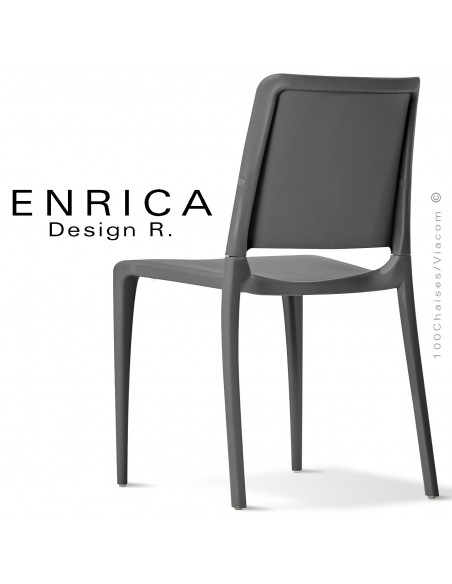 Chaise design ENRICA, structure et piétement plastique couleur anthracite, pour extérieur.