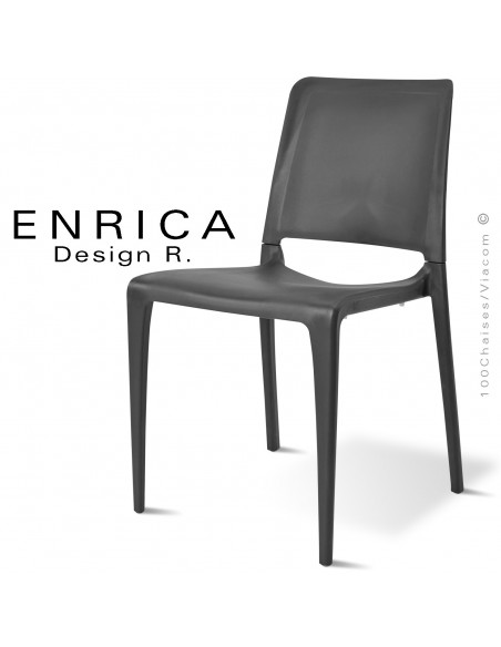 Chaise design ENRICA, structure et piétement plastique couleur anthracite, pour extérieur.
