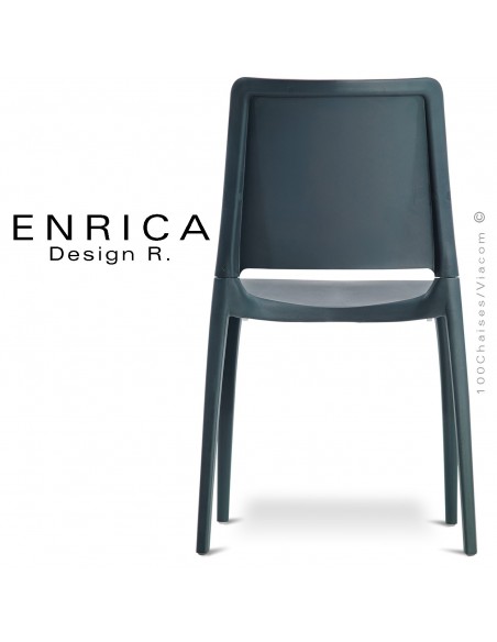 Chaise design ENRICA, structure et piétement plastique couleur anthracite, pour extérieur.