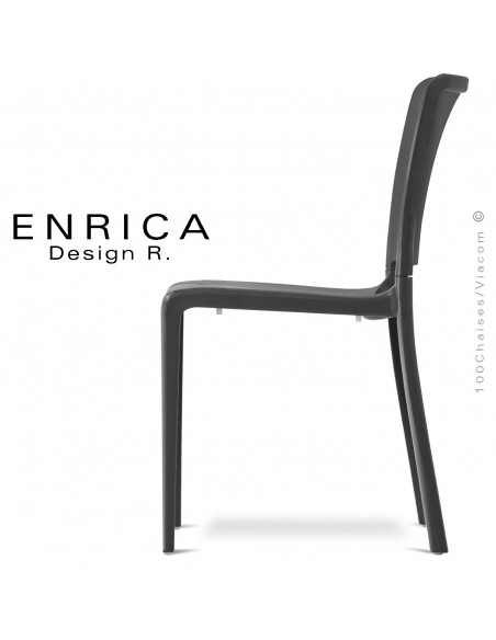 Chaise design ENRICA, structure et piétement plastique couleur anthracite, pour extérieur.