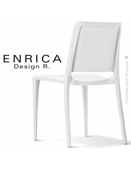 Chaise design ENRICA, structure et piétement plastique couleur blanche, pour extérieur.