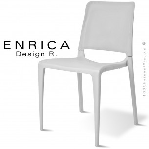 Chaise design ENRICA, structure et piétement plastique couleur blanche, pour extérieur.