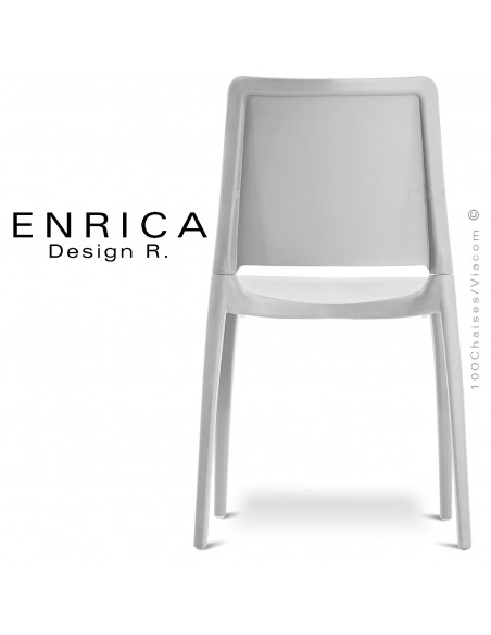Chaise design ENRICA, structure et piétement plastique couleur blanche, pour extérieur.